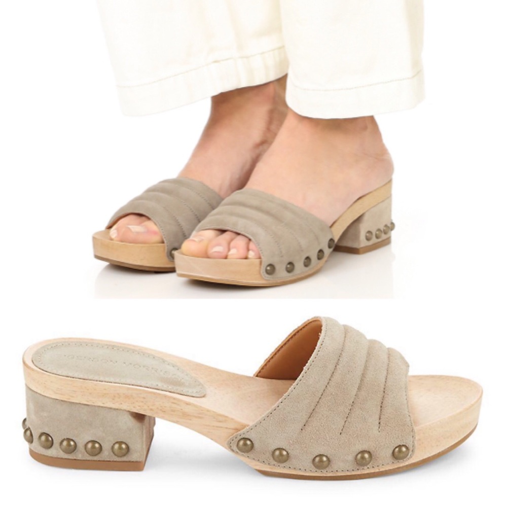 Sigerson Morrison Abel Studded Suede Clog Sandal